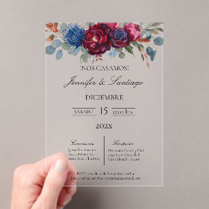 Invitación minimalista con flor Jewel para boda Acryl Uitnodigingen