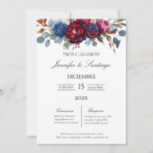 Invitación minimalista con flor Jewel para boda Kaart