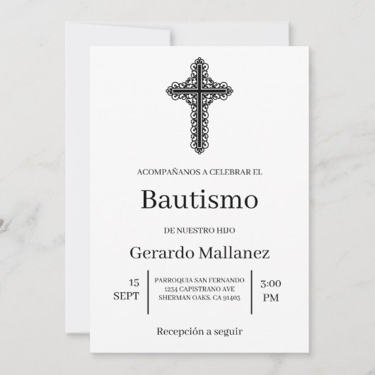 Invitación minimalista para bautismo uitnodiging (Voorkant)