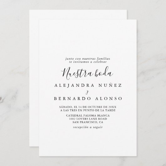 Invitación Minimalista y Sencilla de Nuestra Boda Kaart (Voorkant / Achterkant)