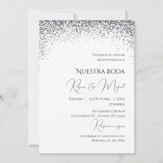 Invitación Minimalistic Spanish Wedding Invitation Kaart (Voorkant)