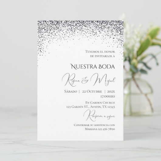 Invitación Minimalistic Spanish Wedding Invitation Kaart (Staand voorkant)