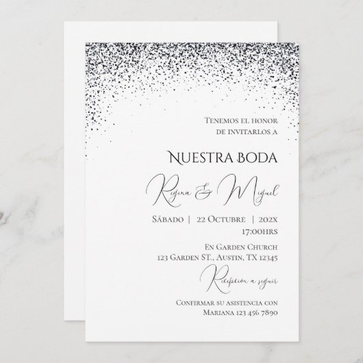 Invitación Minimalistic Spanish Wedding Invitation Kaart (Voorkant / Achterkant)