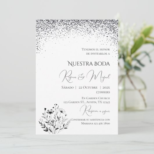 Invitación Minimalistic Spanish Wedding Invitation Kaart (Staand voorkant)