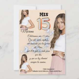 Invitación mis 15 rosa con foto kaart