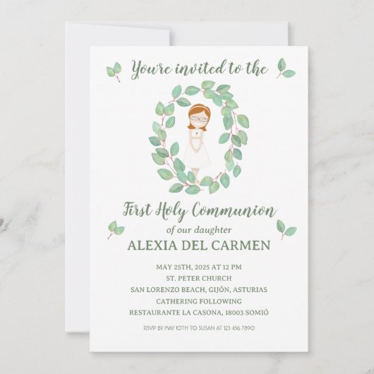 Invitación modelo Alexia Primera Comunión Kaart (Voorkant)