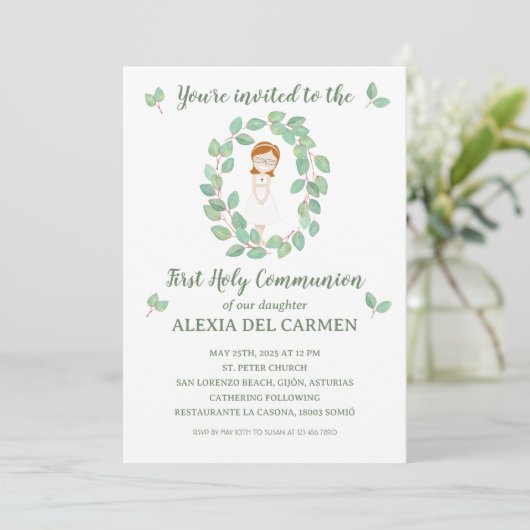 Invitación modelo Alexia Primera Comunión Kaart (Staand voorkant)