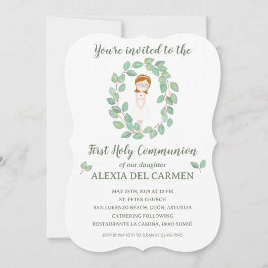Invitación modelo Alexia Primera Comunión Kaart (Voorkant)