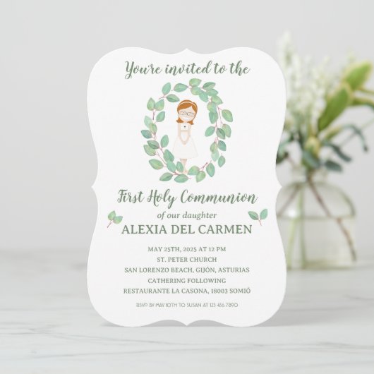 Invitación modelo Alexia Primera Comunión Kaart (Staand voorkant)