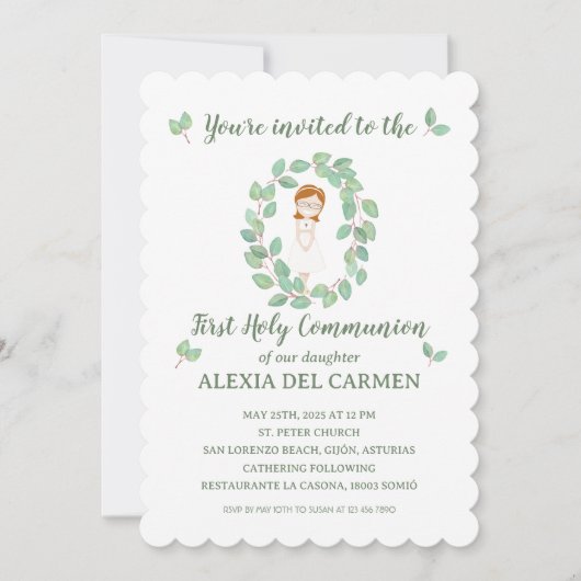 Invitación modelo Alexia Primera Comunión Kaart (Voorkant)