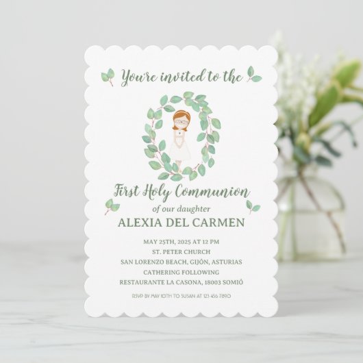 Invitación modelo Alexia Primera Comunión Kaart (Staand voorkant)