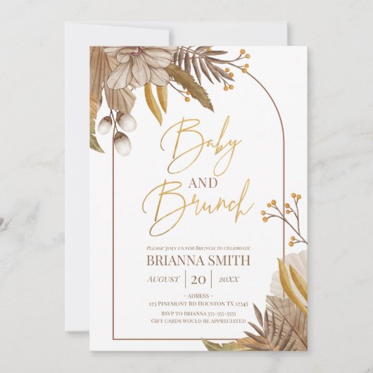 Invitación Modern Boho Floral Brunch Invitation Kaart (Voorkant)