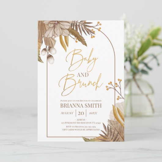Invitación Modern Boho Floral Brunch Invitation Kaart (Staand voorkant)
