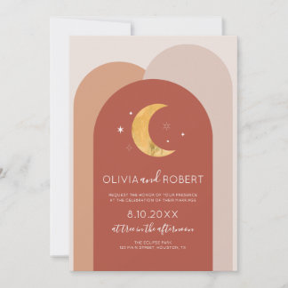 Invitación Modern Boho Moon Wedding Invitation Kaart