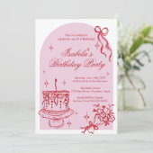 Invitación Modern girly doodle Birthday Invitation Kaart (Staand voorkant)