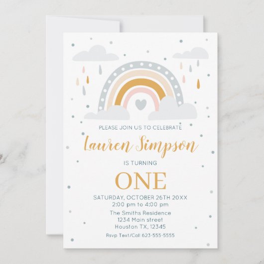 Invitación Modern Rainbow Invitation Birthday Kaart (Voorkant)