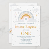 Invitación Modern Rainbow Invitation Birthday Kaart (Voorkant / Achterkant)