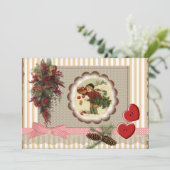 Invitación Navidad  estilo scrapbooking vintag Kaart (Staand voorkant)