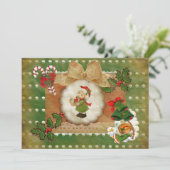 Invitación Navidad estilo scrapbooking vintag Kaart (Staand voorkant)