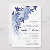 Invitación Navy Blue Spanish Wedding Invitation Kaart (Voorkant)