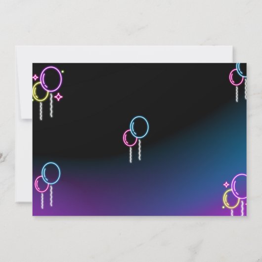 Invitación Neon Glow - Birthday Party with Photo Kaart (Achterkant)