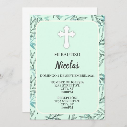 INVITACION NEUTRAL PARA EVENTO RELIGIOSO KAART (Voorkant / Achterkant)