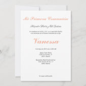 Invitación Niña Primera Comunión con Orla Floral (Achterkant)