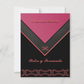 Invitación - Nuestra Boda - Negra, rosa y naranja Kaart (Voorkant)