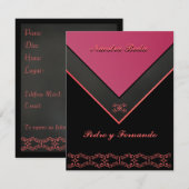 Invitación - Nuestra Boda - Negra, rosa y naranja Kaart (Voorkant / Achterkant)