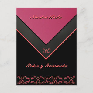 Invitación - Nuestra Boda - Negra, rosa y naranja Kaart