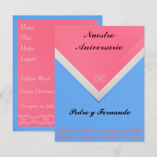 Invitación - Nuestro Aniversario Kaart (Voorkant / Achterkant)