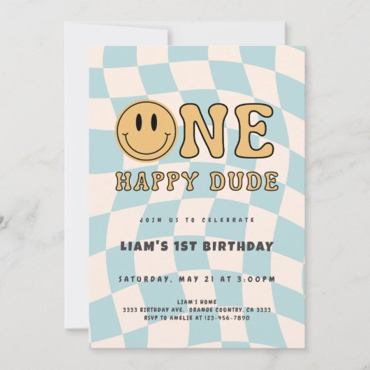 INVITACIÓN ONE HAPPY DUDE BIRTHDAY KAART (Voorkant)