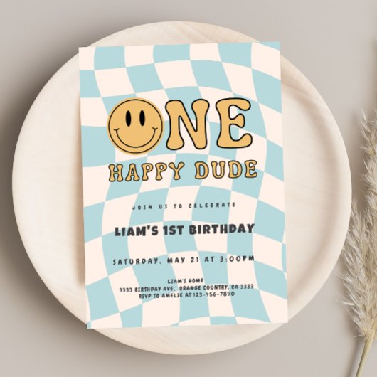 INVITACIÓN ONE HAPPY DUDE BIRTHDAY KAART