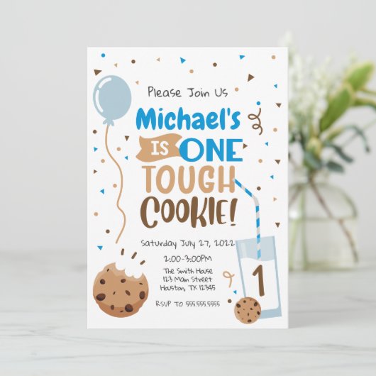 Invitación One Tough Cookie Eerste Verjaardag Kaart (Staand voorkant)