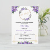invitacion para Baby Shower con Flores purpura Kaart (Staand voorkant)