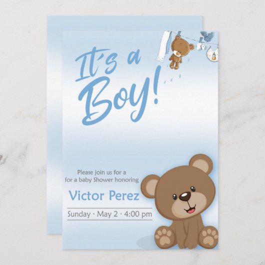 Invitación para baby shower kaart (Voorkant / Achterkant)