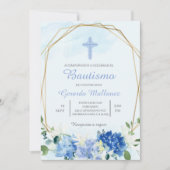 Invitación para bautismo con cruz para niño kaart (Voorkant)