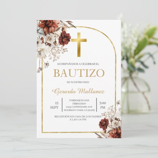 Invitación para bautismo  kaart (Staand voorkant)