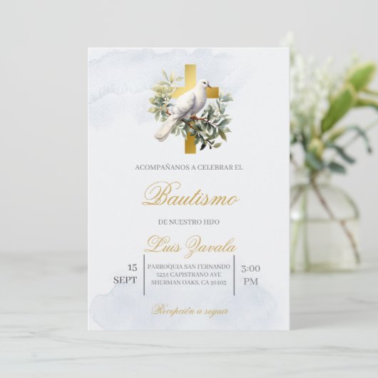 Invitación para bautismo kaart (Staand voorkant)