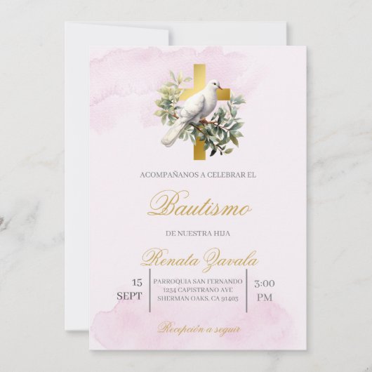 Invitación para bautismo kaart (Voorkant)
