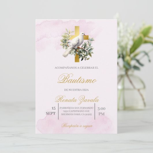 Invitación para bautismo kaart (Staand voorkant)