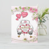 Invitación para boda con coche de novios kaart (Staand voorkant)