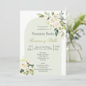 Invitación para boda con flor blanca kaart (Staand voorkant)