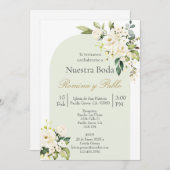 Invitación para boda con flor blanca kaart (Voorkant / Achterkant)