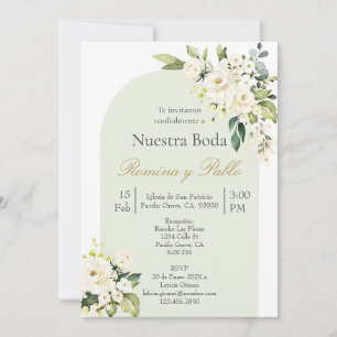 Invitación para boda con flor blanca kaart