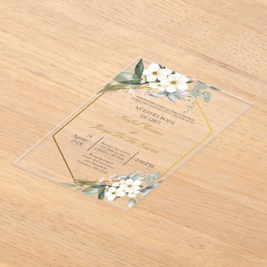 Invitación para boda de oro acryl uitnodigingen (Laagn)
