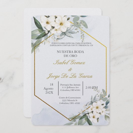 Invitación para boda de oro kaart (Voorkant / Achterkant)