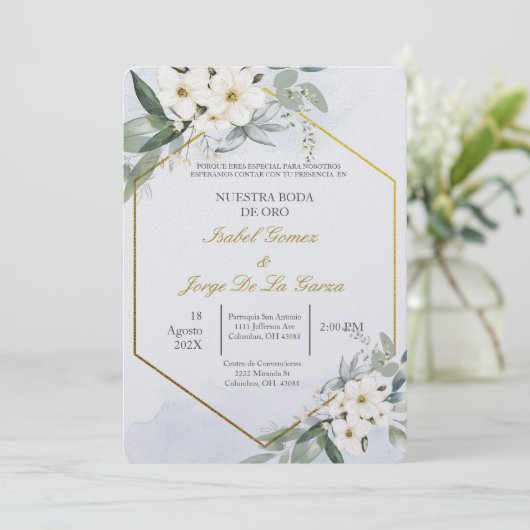 Invitación para boda de oro kaart (Staand voorkant)