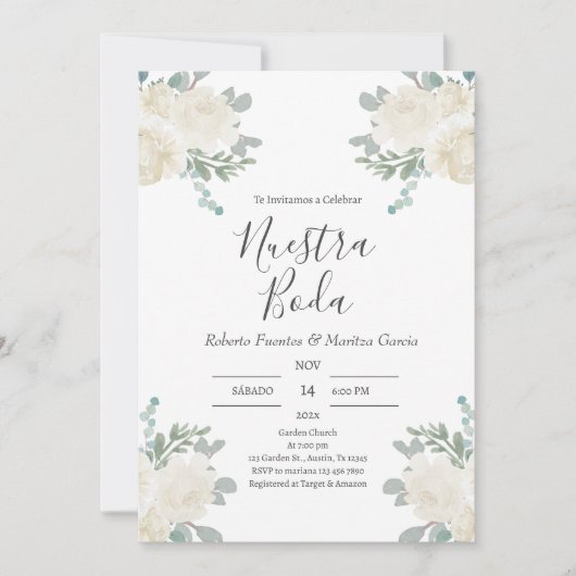 Invitación para Boda español Kaart (Voorkant)