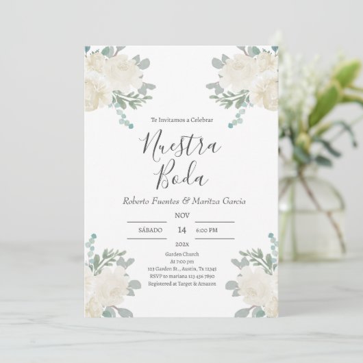 Invitación para Boda español Kaart (Staand voorkant)